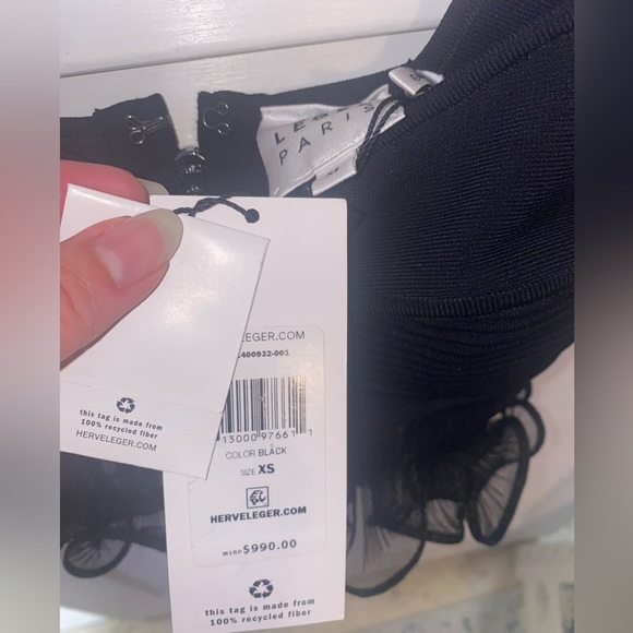 Herve Leger Ruffled Bra Top in Black - Picture 4 of 8